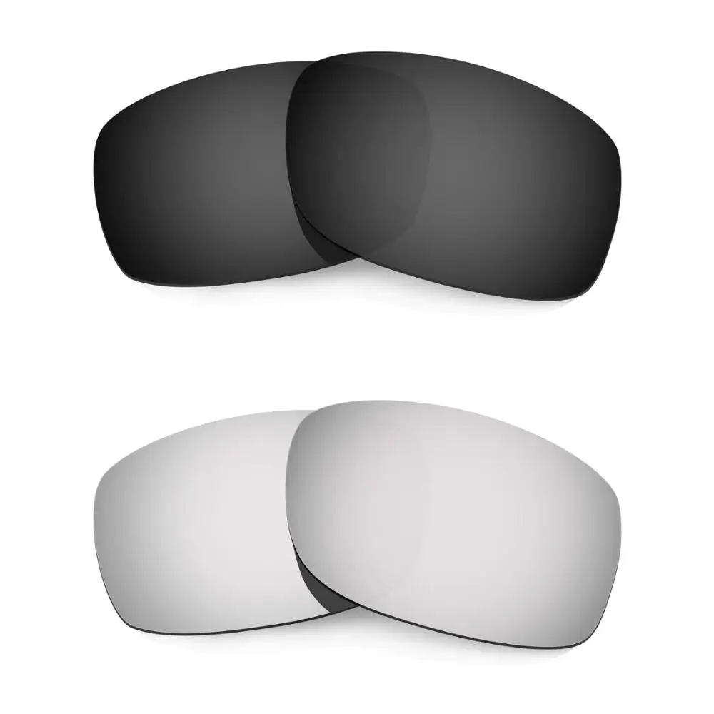

HKUCO For Fives 3.0 Sunglasses Replacement Polarized Lenses 2 Pairs - Black & Silver