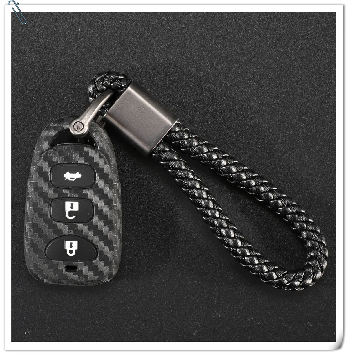 Keyforkess nuova custodia portachiavi Cover in carbonio siliconico per Hyundai Kia Carens Fob 3 1/4 pulsanti copertura chiave remota custodia Fob senza chiave - Hb3b90b1c915d426183a38df62b0913adg