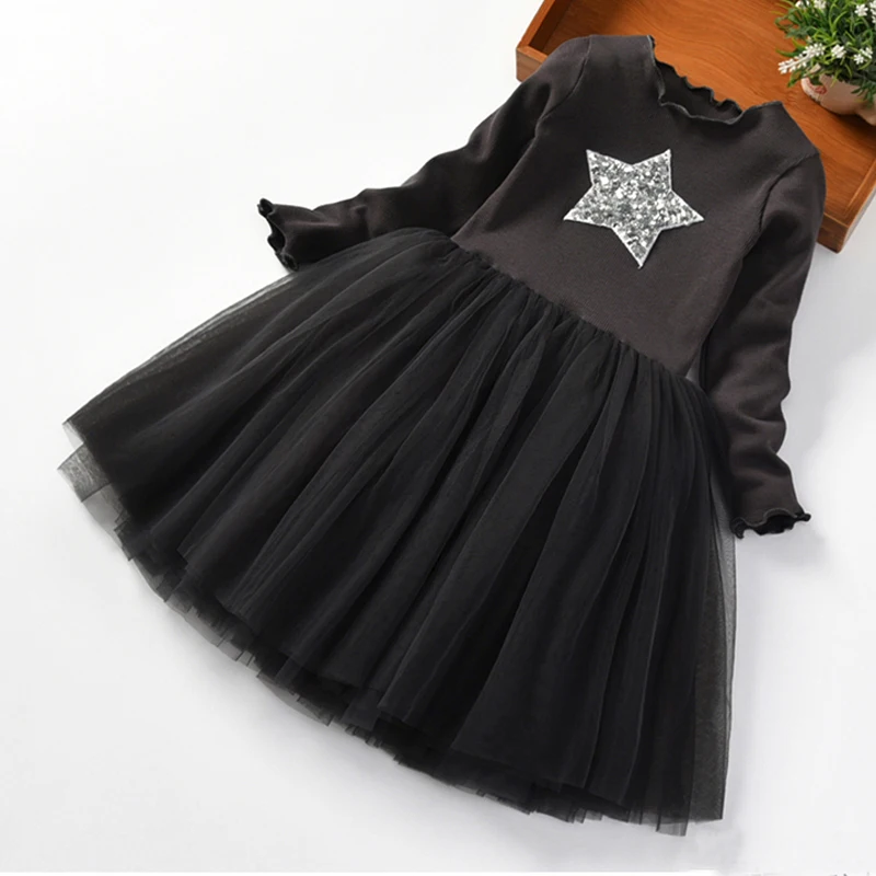 Кружевные платья Детские праздничные платья для маленьких девочек с принтом «птичка», детская одежда Atumun, детское платье принцессы vestidos для девочек, 3 года - Цвет: black6