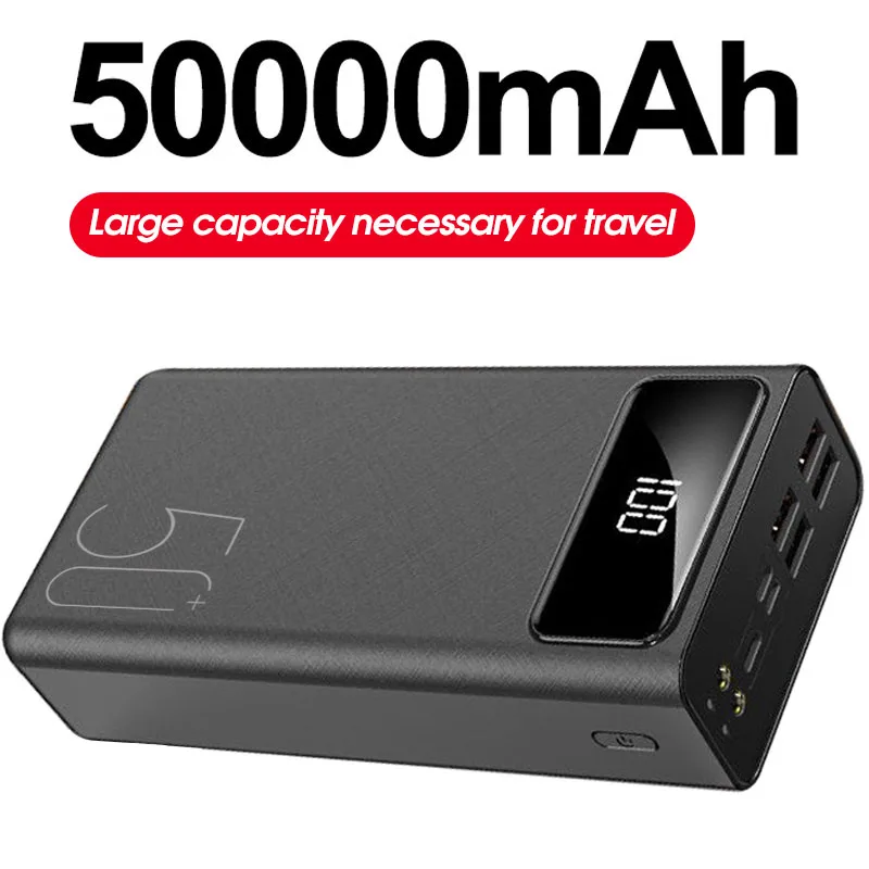 Power Bank 50000mah Portable Charger Led Light Poverbank Powerbank 50000 Mah External Battery for Iphone 12pro Xiaomi Huawei | Мобильные