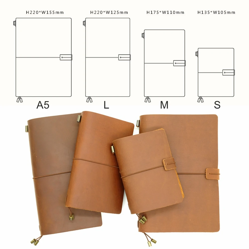 100% Handmade Genuine Leather Traveler's Notebook Travel Diary Journal Vintage Cowhide Gift Planner Free Lettering Embosse 3
