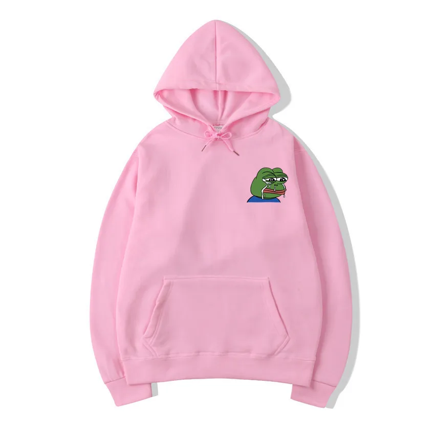 2019 Новый грустная лягушка печати Повседневное толстовка с капюшоном в стиле