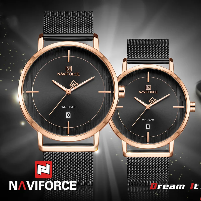 

NAVIFORCE Men Women Couple Wristwatch Top Brand Luxury Waterproof Man Watch Stainless Steel Classic Quartz Male Lady Clock 3009