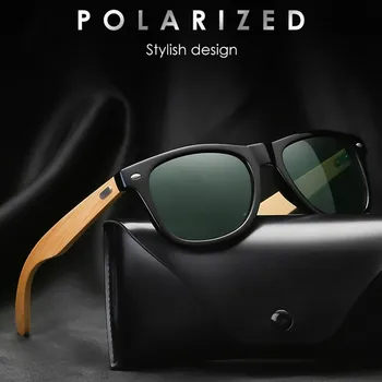 

Men Polarized Sunglasses Women Vintage Luxury Brand Designer Square Frame Wooden Legs Driving Sun Glasses Goggle UV400