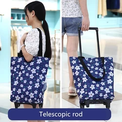 Folding Shopping Bag Women's Big Pull Cart Shopping Bags For Organizer Portable Buy Vegetables Trolley Bags On Wheels The Market