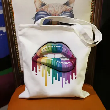 

Retro Colorful Lipstick Aesthetics Print Shoulder Canvas Bag Harajuku Casual Fashion Summer Large Capacity Women Bags Put Wallet