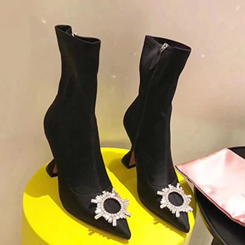 

Suede Leather Ankle Boots Women Sexy High Heels Shoes Winter Ladies Stiletto Booties Women Chelsea Boots platform boots women