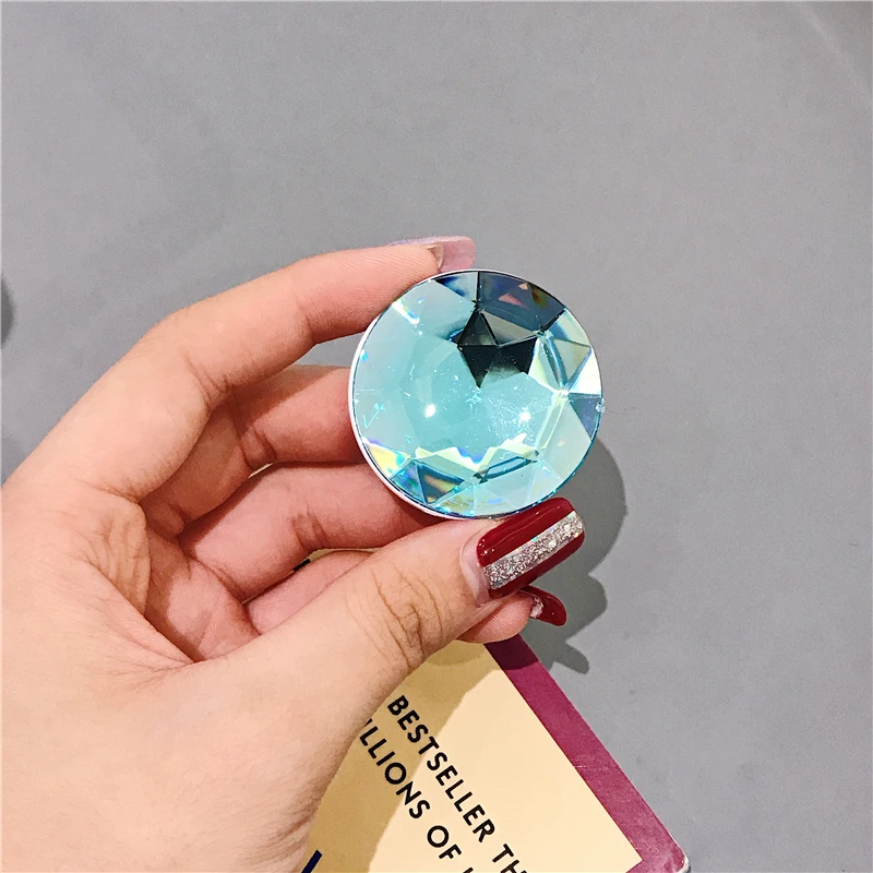 Pipsocket роскошный Алмазный держатель для телефона для IPhone 11 Pro XS samsung Складная карманная розетка Air Bag сотовый кронштейн Подставка - Цвет: Небесно-голубой