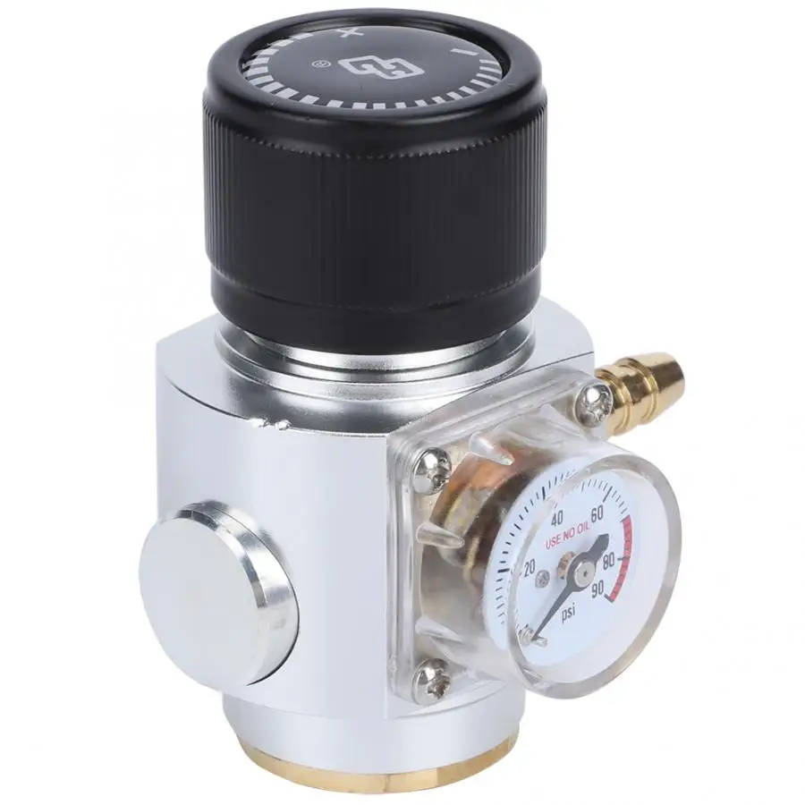 CO2 мини газовый регулятор 0-90PSI Давление датчик с 5/16in ленты для газопроводов из фторопласта(монтажный комплект