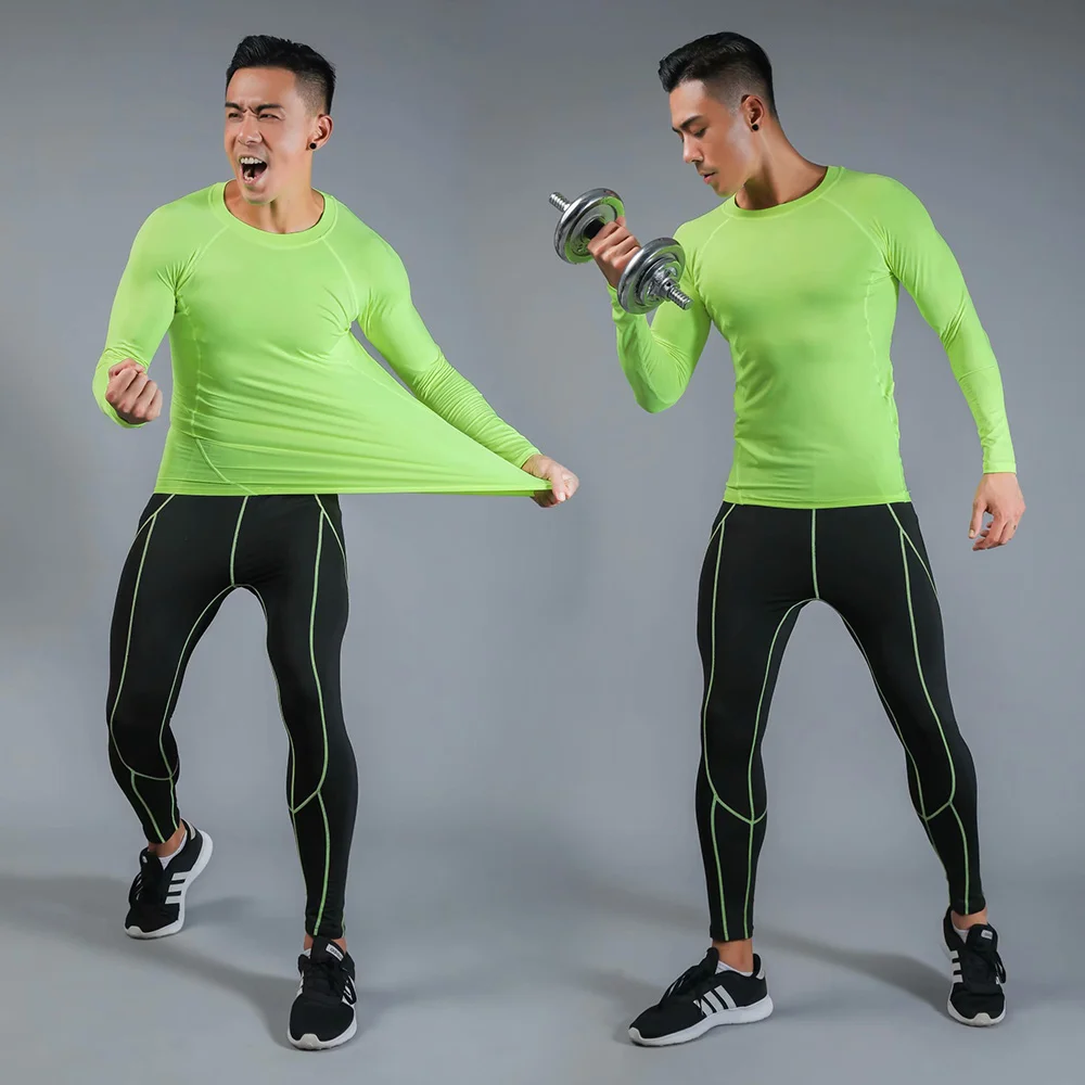 

New Quick Dry Compression Clothing Suits Men Sport Suits Running Runners Sports Training Gym Fitness Workout Running Set