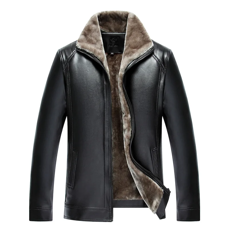 

Autumn/winter 2019 men, pu leather and velvet thickening imitation fur to stay warm and leisure leather jacket pin