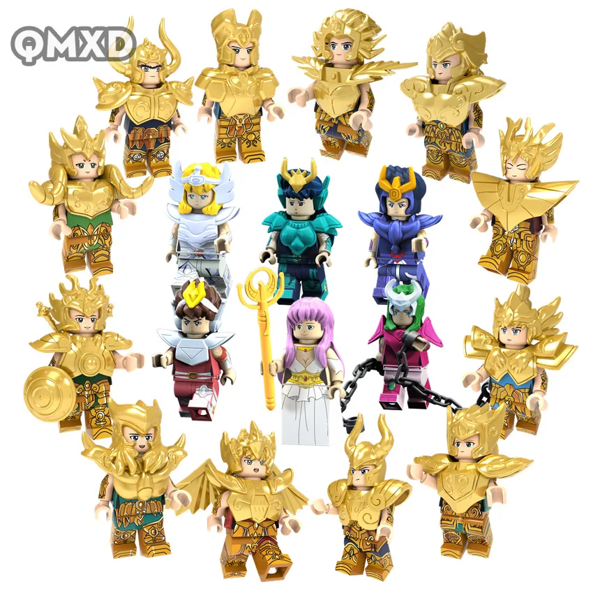 Online 18 Uds. De la colección de San Seiya, Oro de la constelación japonesa del Anime, Mini Hombre, bloques de juguete, modelo legoing