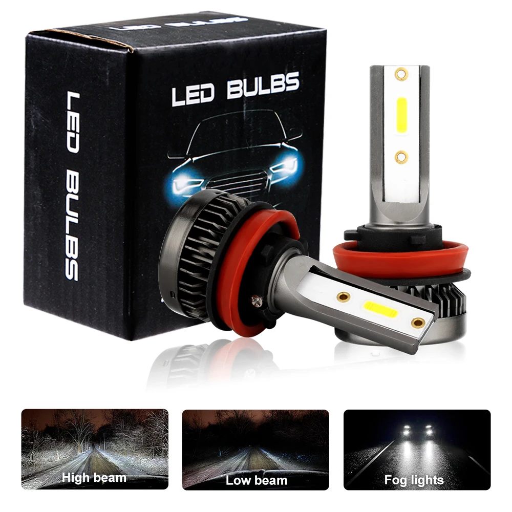 Edark H1 H3 H7 H11 HB3 LED Headlight Bulbs Kit Car Lights 6000K Cool White 72W 12000 Lumens High Beam/Low Beam Fog Light