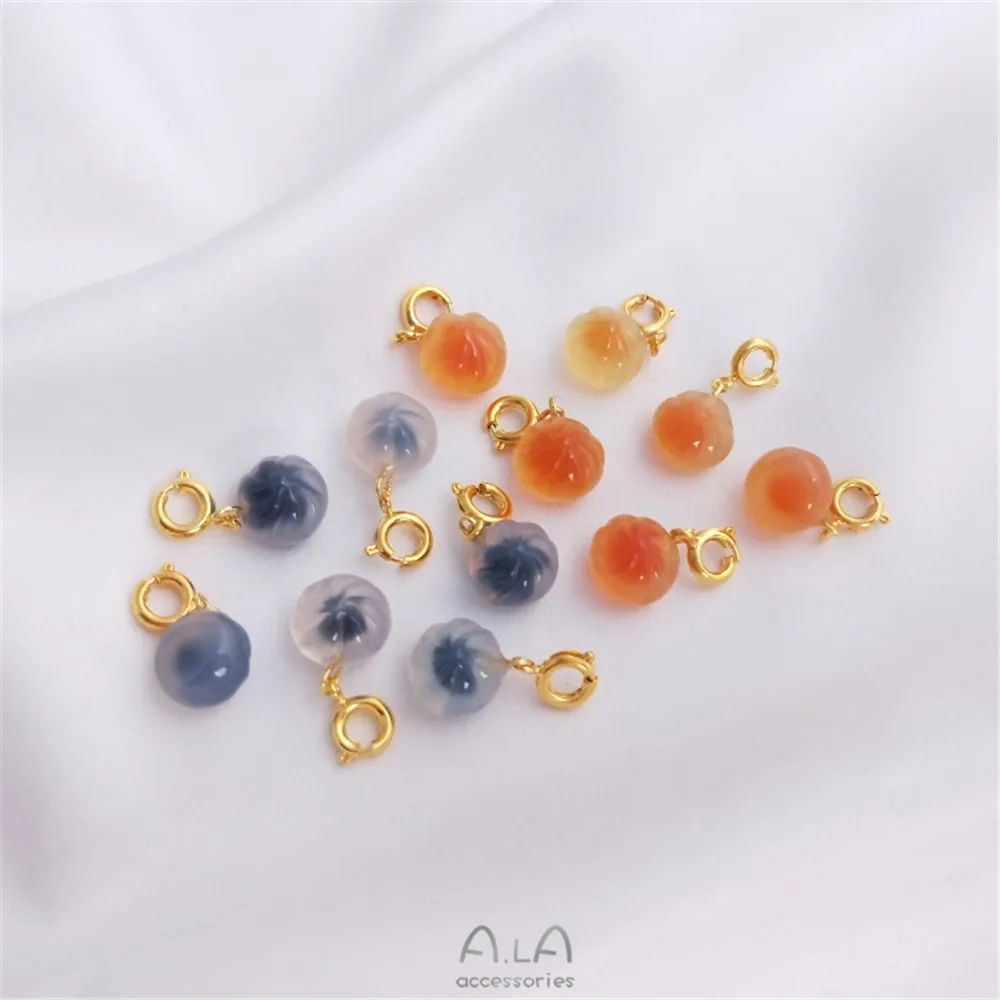

Natural Alashan sugar heart agate carved bun quicksand bag sesame bag pendant DIY bracelet pendant