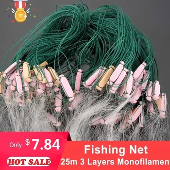 BIG DEAL ❤️ Fishing Net 25m 3 Layers Monofilament Fishing Gill Net with Float Fishing Network Mesh Trap Net Netting Tackle Outdoor - discount item 45% OFF Sports & Entertainment
