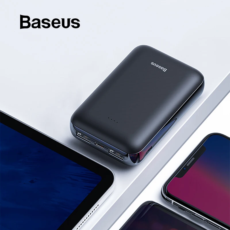 Günstige Baseus Mini 10000mAh Power Bank Für Xiaomi Huawei Samsung iPhone Power Tragbare Dual USB Externe Batterie Pack Lade Bank