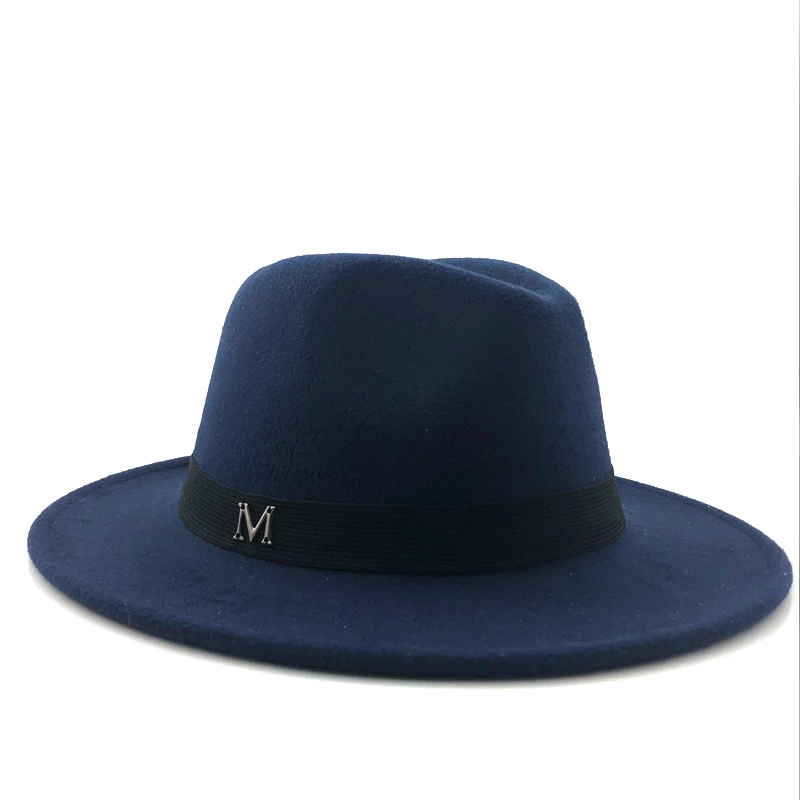 fedora hats for sale simple Wide Brim Autumn Female Fashion Top Jazz Cap Winter Fashion Wool Fedora Hat For Women Chapeau Femme Black Hats For Men fedora hats for big heads