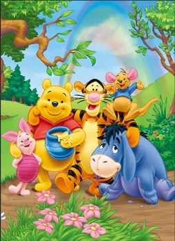 

8x8FT Winnie Piglet Eeyore Tiger Rainbow Sky Tree Boy Kids Custom Photography Studio Backgrounds Backdrops Vinyl 10x10