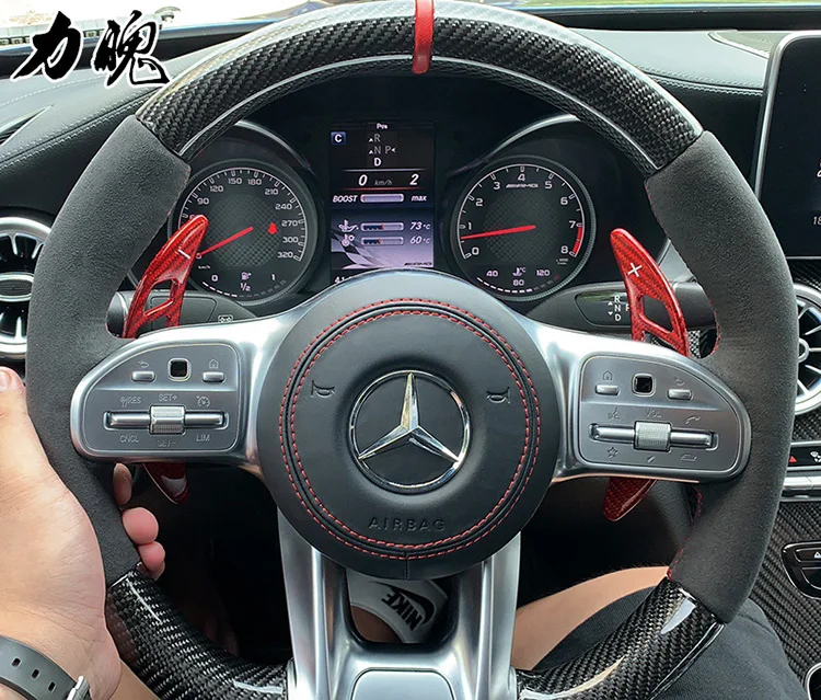 Подходит для Mercedes-бензамид A45 E C63 C200L CLA45 изменение Барбос C43 рулевого колеса A4 рукоятка рычага переключения передач Переключатели скоростей на руле