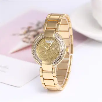 

Luxury Women Watch No Number Full Rhinestone Ladies Watch Round Alloy Dial Quartz Female Bracelet Wrist Watch relojes para mujer