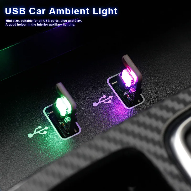2 шт./лот 7 видов цветов автомобиль Mini USB светодиодный атмосфера огни декоративные лампы аварийного освещения Универсальный PC Портативный штепсельной вилки