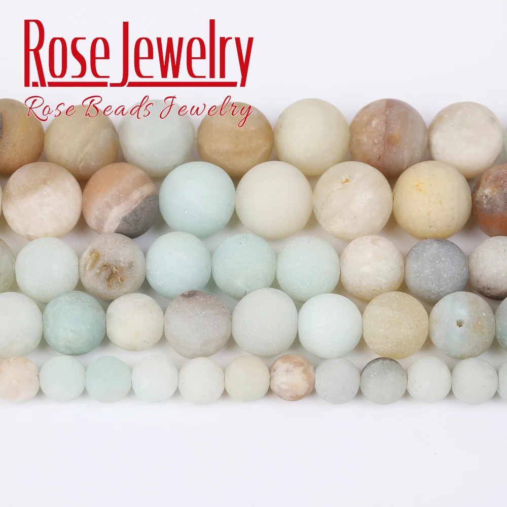 

Natural Stone Matte Amazonite Round Beads For Jewelry Making 15'' Strand 4 6 8 10 12 mm Perles Gem Loose Beads Bracelet Necklace