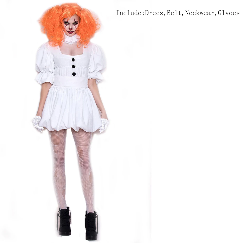only cloth Стивен Кинг это костюм для женщин Девушка Pennywise Костюм взрослых женщин террор клоун костюм для Хэллоуина Необычные Вечерние платья - Цвет: only cloth