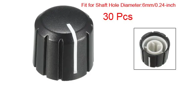 A-30pcs Uxcell 20/30 шт. Вращающаяся ручка потенциометра Горшки 6 мм вставной вал 15x13,5/16x15 мм пластик черный белый Легко управляемый - Цвет: A-30pcs