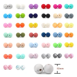 12mm 30pc/lot Silicone Beads Baby Teething Beads for Pacifier Chain Accessories Teether Safe Food Grade Nursing Chewing BPA Free