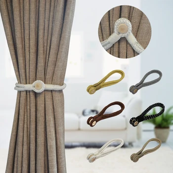 

2pcs Curtain Clip Holdback Magnetic Curtain Tieback Holder Buckle Rope Window Screening Home Decoration Room Accessories