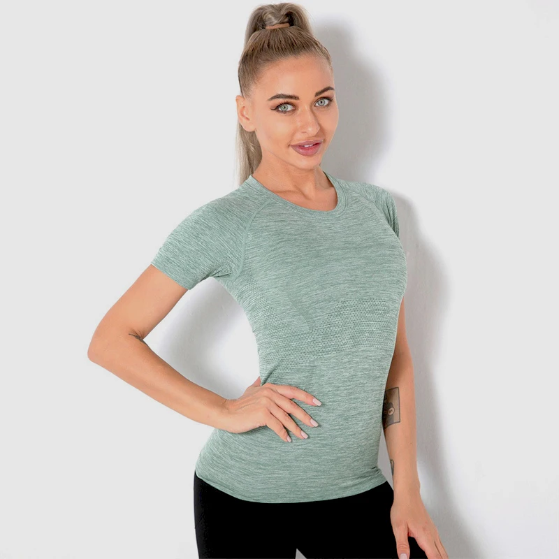 

Новый Бесшовный укороченный топ для йоги для женщин, чувствительный к скорости, сухой танец, Rhyme, одежда для фитнеса, топ, спортивные Утренние упражнения, футболки для бега