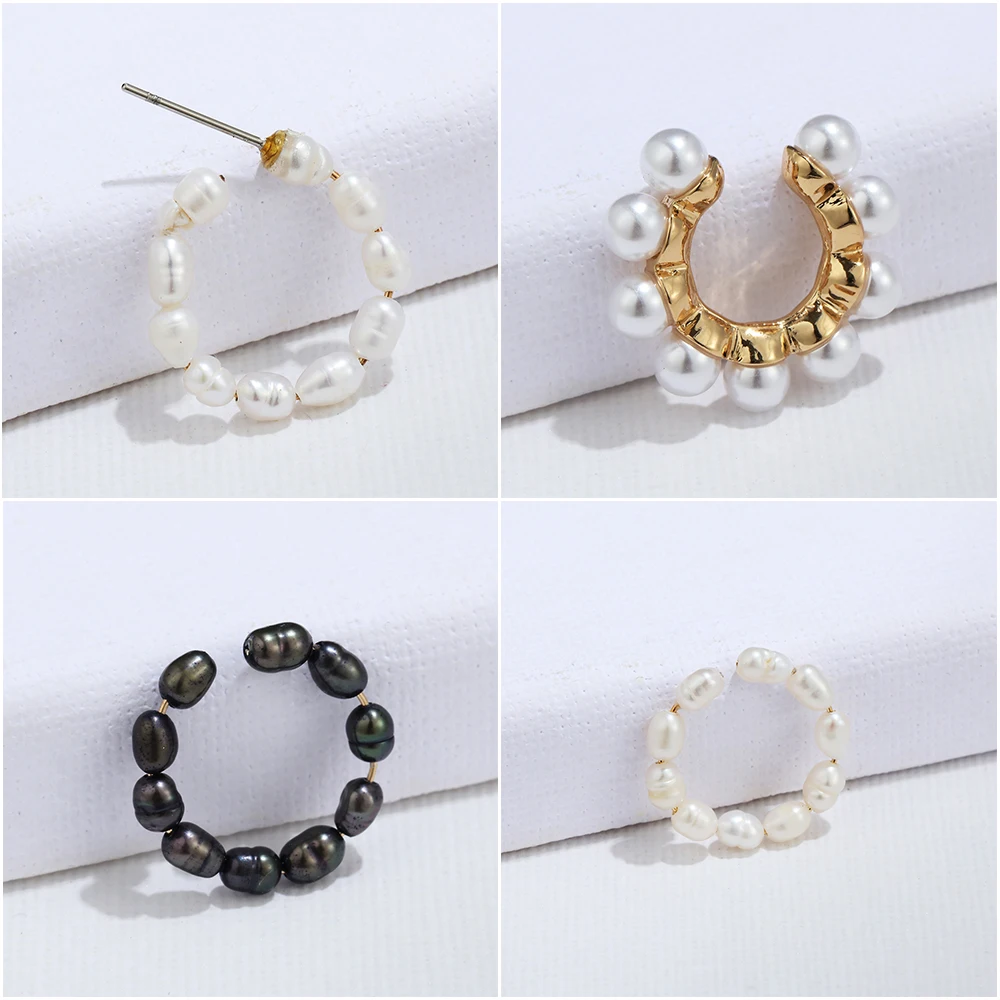 9 Style Zircon Ear Cuff Fake Conch Piercing No Piercing Wide Multilayer Pearl Ear Clip Women Earring Accessories Jewelry