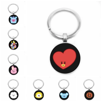 

2019 Children's Jewelry Pendant Cartoon Cute Animal Head Glass Dome Round Pendant Keychain Jewelry Gift