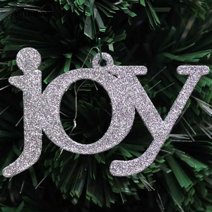 1 шт., модные блестящие украшения для рождественской елки с надписью JOY, украшения для рождественской елки, подвесные украшения для дома, вечерние украшения
