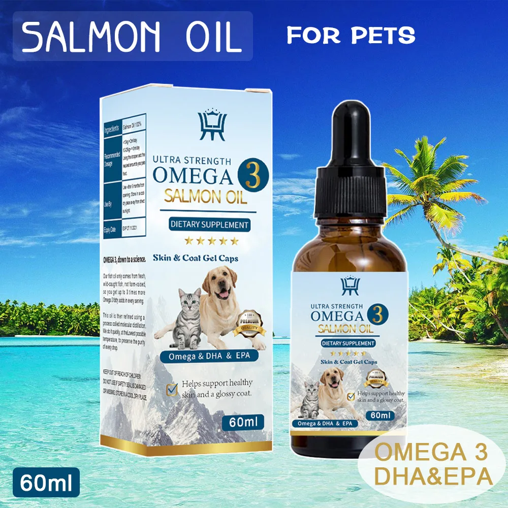 60ML Salmon Flavor Pets Oil for dogs and cats effective joint mobility strengthen brain function skin hair care | Красота и здоровье