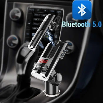 

Dual USB Car Charger Bluetooth 5.0 FM Transmitter Wireless Handsfree Kit MP3 Audio Player with Headset 5V 2.4A Car Charger