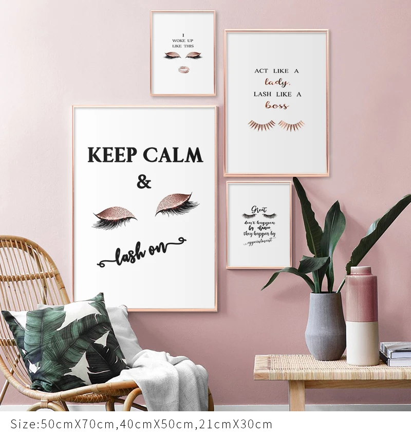 Modern Lashes Fashion Canvas Poster Painting Wall Art Eyelashes Print Makeup Wall Picture Decorative for Girl Room Salon Decor