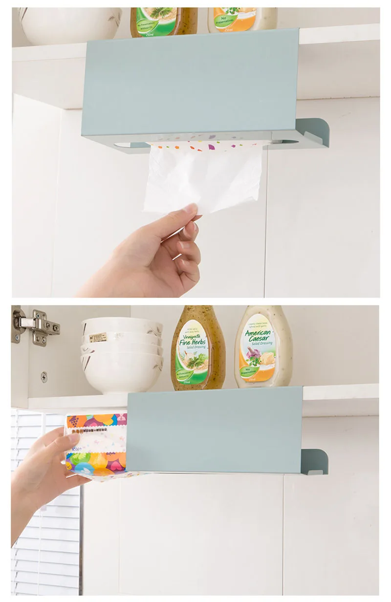 Wrought Iron Paper Holder Cabinet Under Paper Towels Rack Free Punching Storage Hand Paper Towel Dispenser Kitchen Toilet
