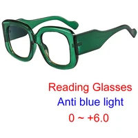 Anti Blue Light Oversized Reading Glasses Retro Green Big Frame Eyeglasses Elegant Optical Glasses For Women Presbyopia Eyewear 1