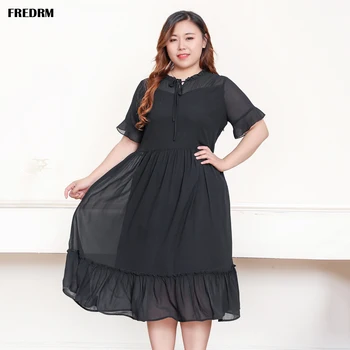 

FREDRM Female Dresses 2020 New Women Summer Spring Draped Mid-Calf Office Lady Loose Plus Over Size 6XL Short Sleeve Dress