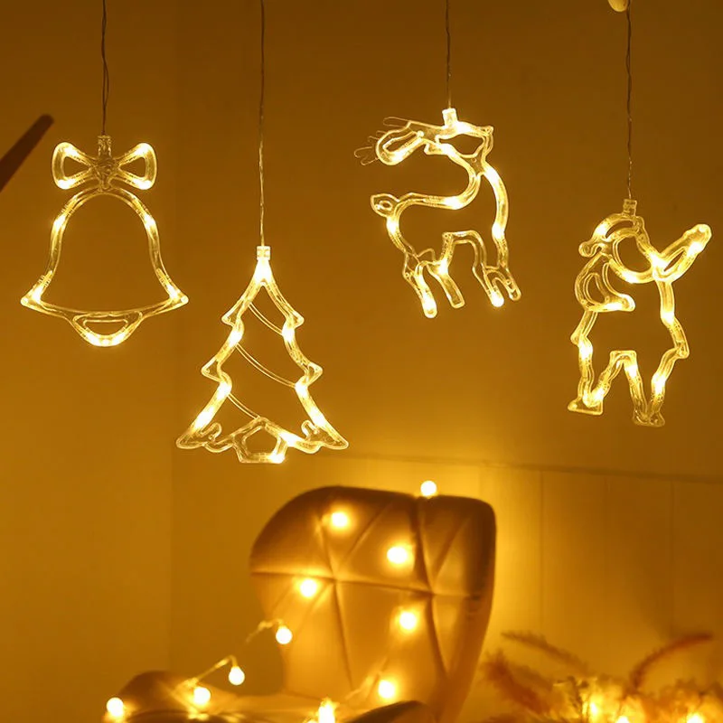 

1pc Christmas Led String Light Window Suction Cup Chandelier Creative Christmas Party Decor Light String Scene Layout Light Lamp