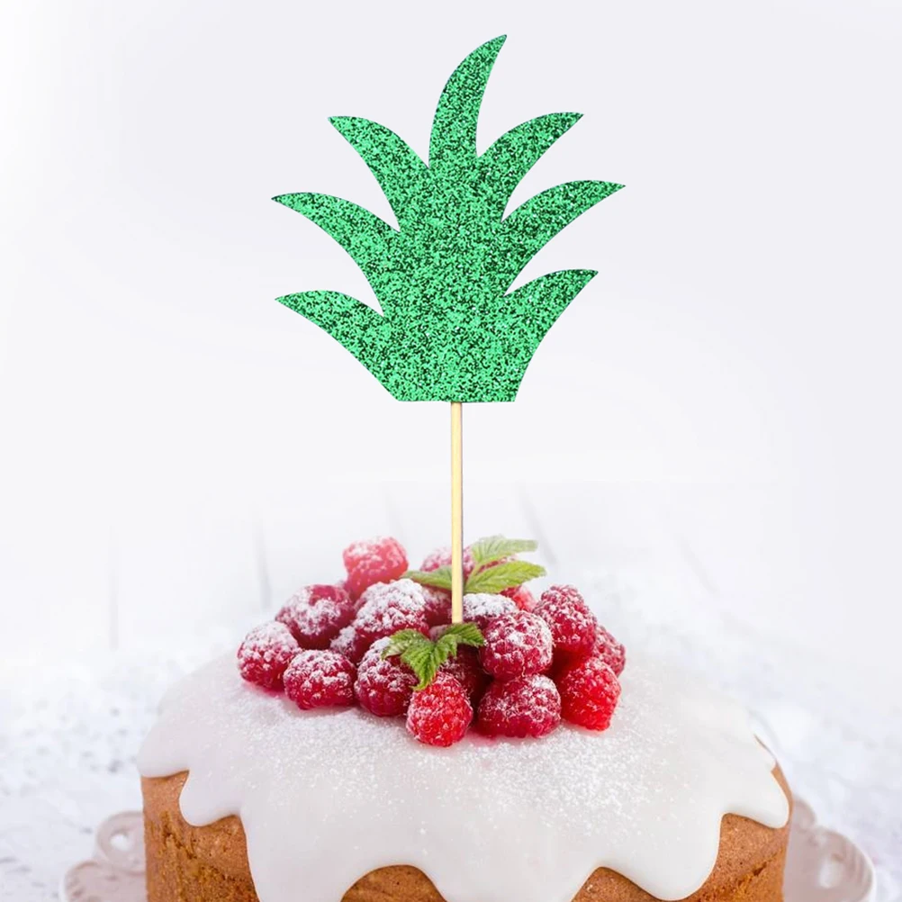 18pcs Cake Topper Pineapple Leaf Lovely Fruits Dessert Picks Cupcake Toppers Decor Party Supplies Birthday Wedding Baby Shower