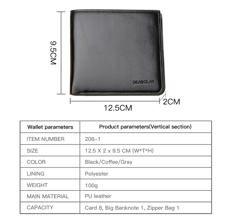 DEABOLAR, бренд, модный мужской кожаный бизнес-кошелек с застежкой, тонкие мини-кошельки, кошельки с карманом для монет на молнии для мужчин