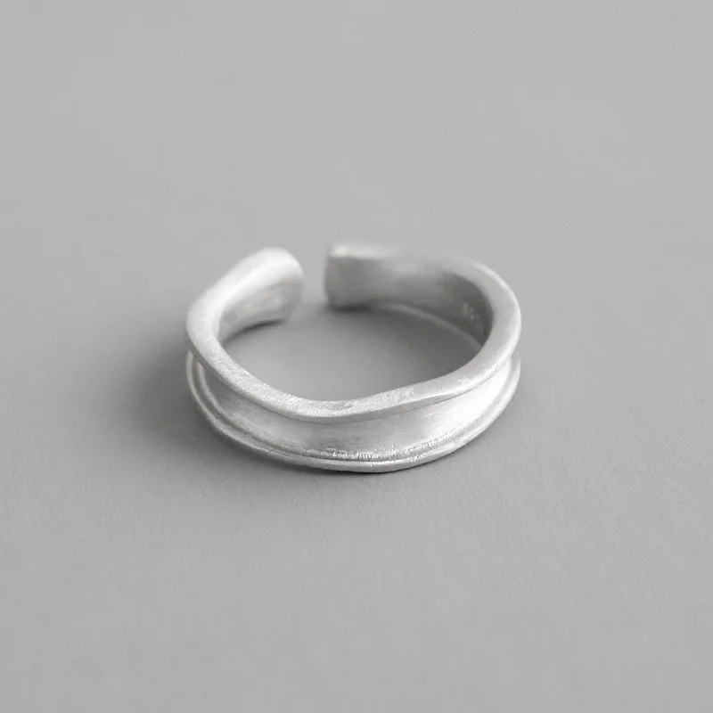 

Real 925 Sterling Silver Ring For Women 2019 New Matte Irregular Rings For Women Resizable Ring anillos plata 925 para mujer
