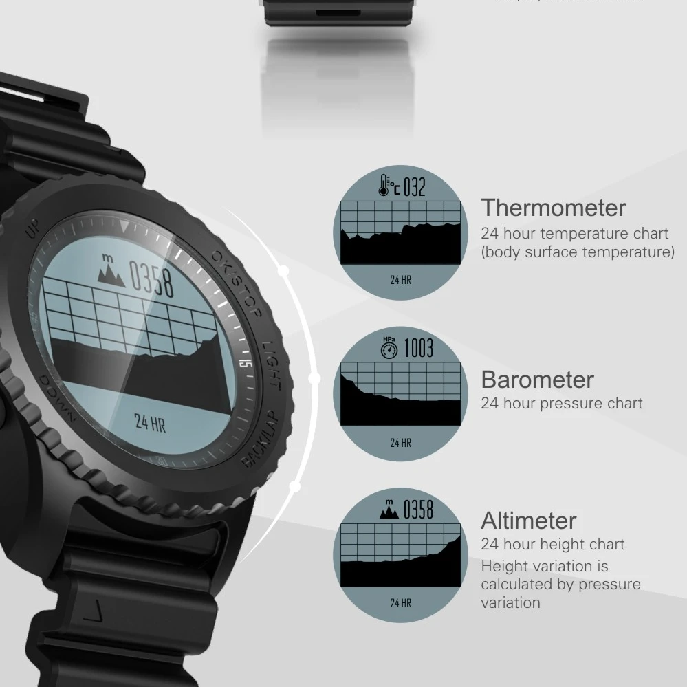 US $80.19 Diving watch water depth water pressure water temperature measurement air pressure temperature height chart