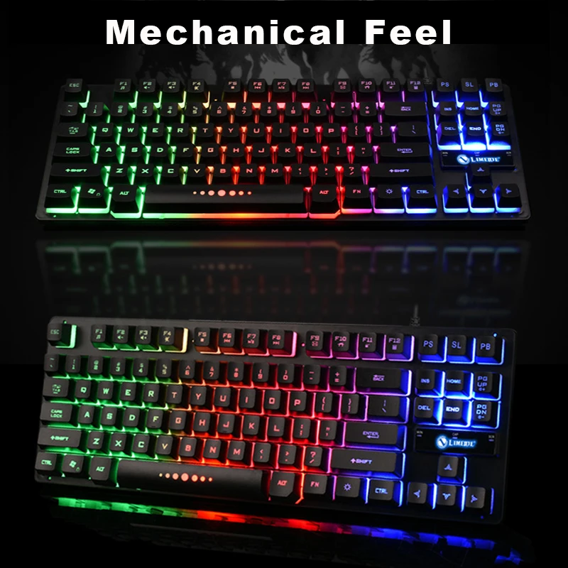 Игровая клавиатура механическая клавиатура RGB подсветка 87 клавиш, USB Проводная эргономичная геймерская клавиатура для ПК, ноутбука, планшета