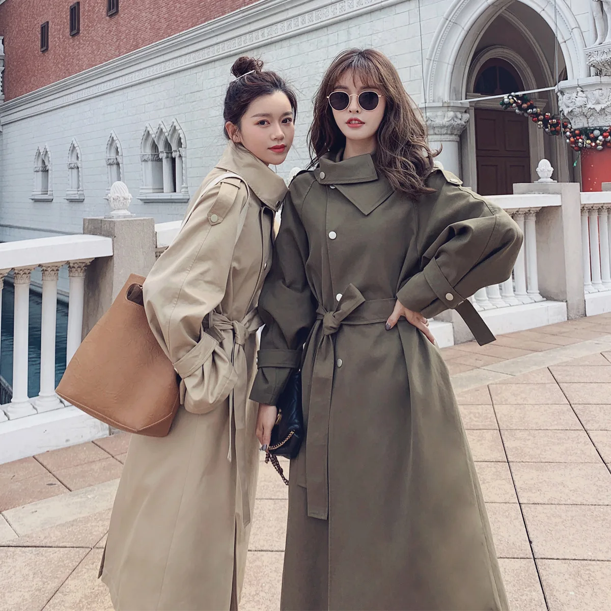 

Photo Shoot Trench Coat Women's Mid-length Retro High-End Glorious Coat 2020 Spring New Style Waist Hugging Slimming Lace-up Ove
