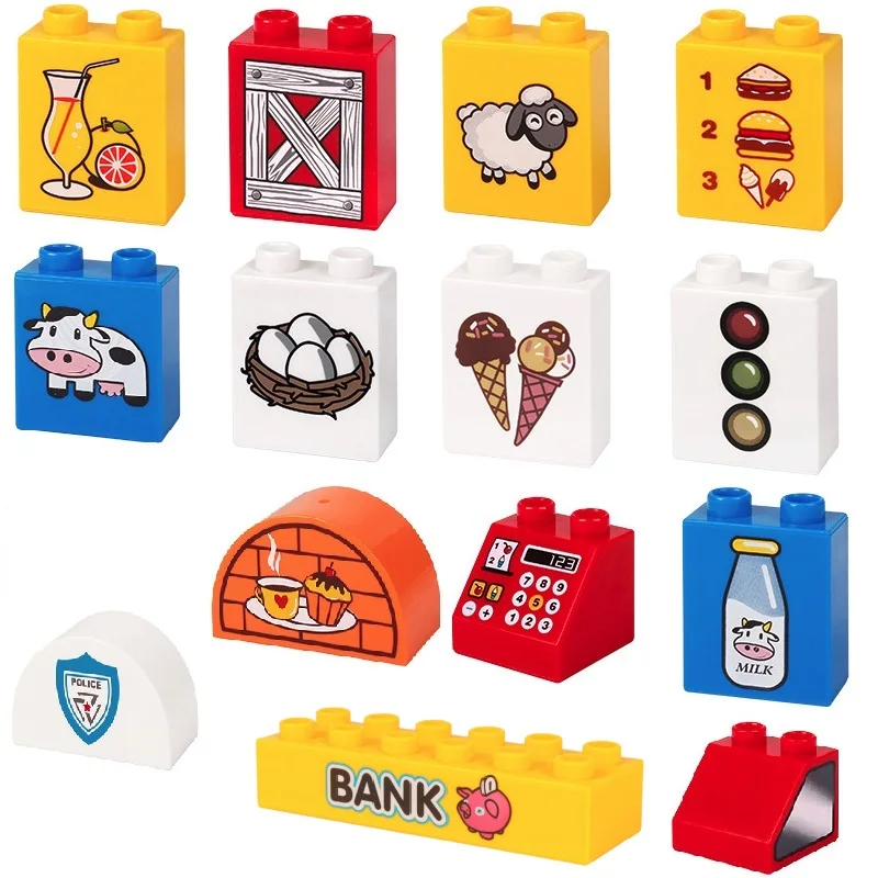 

Lovely Cartoon Pattern Basic Bricks Big Building Blocks Accessory DIY Creative Child Toys Gift Compatible With Duplo Scenes Set