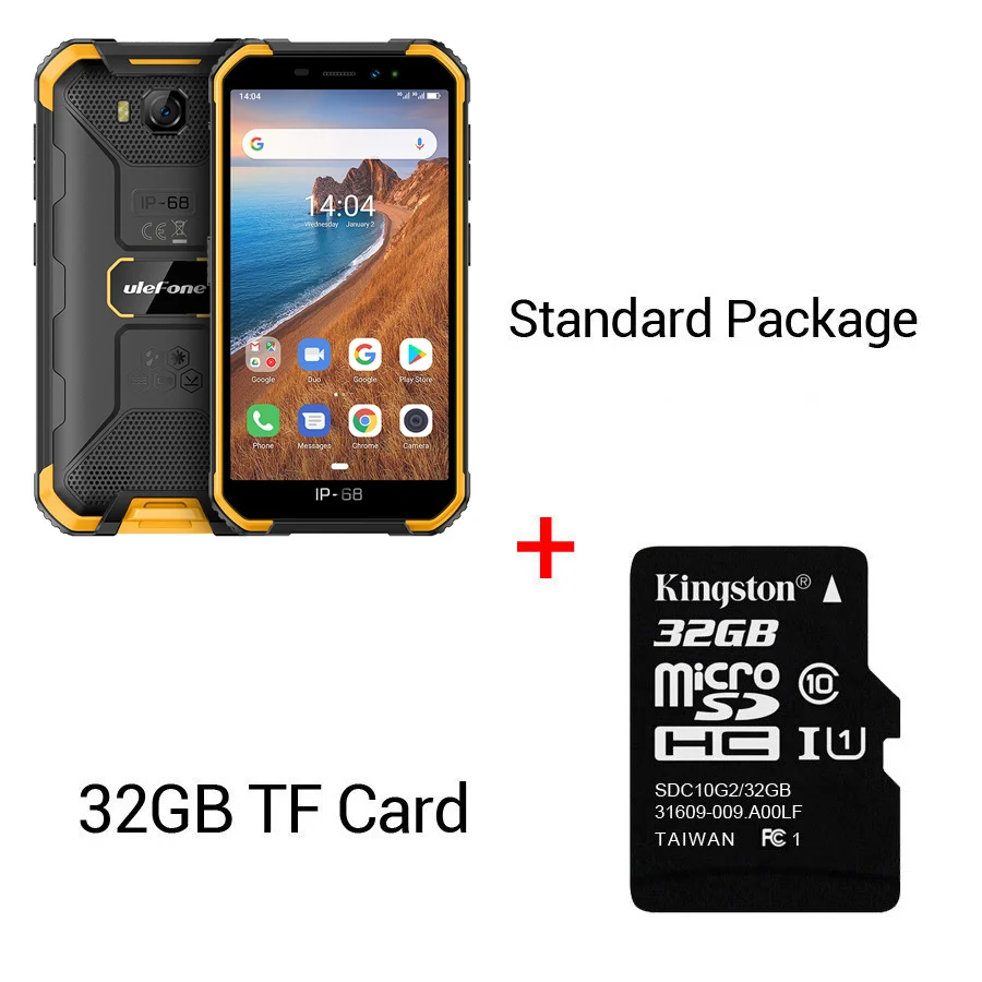 Orange N 32GB Card Ulefone Power X6 ip68 5,0 ''android 9,0 2 Гб оперативной памяти, 16 Гб встроенной памяти, 8MP телефон Quad-core MT6580A 5 V/1A 4000 мА/ч, чехол для мобильного телефона - Цвет: Orange N 32GB Card