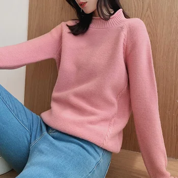 

Half high neck pullover women's fashion wild loose lazy knit bottoming autumn and winter new cashmere sweater